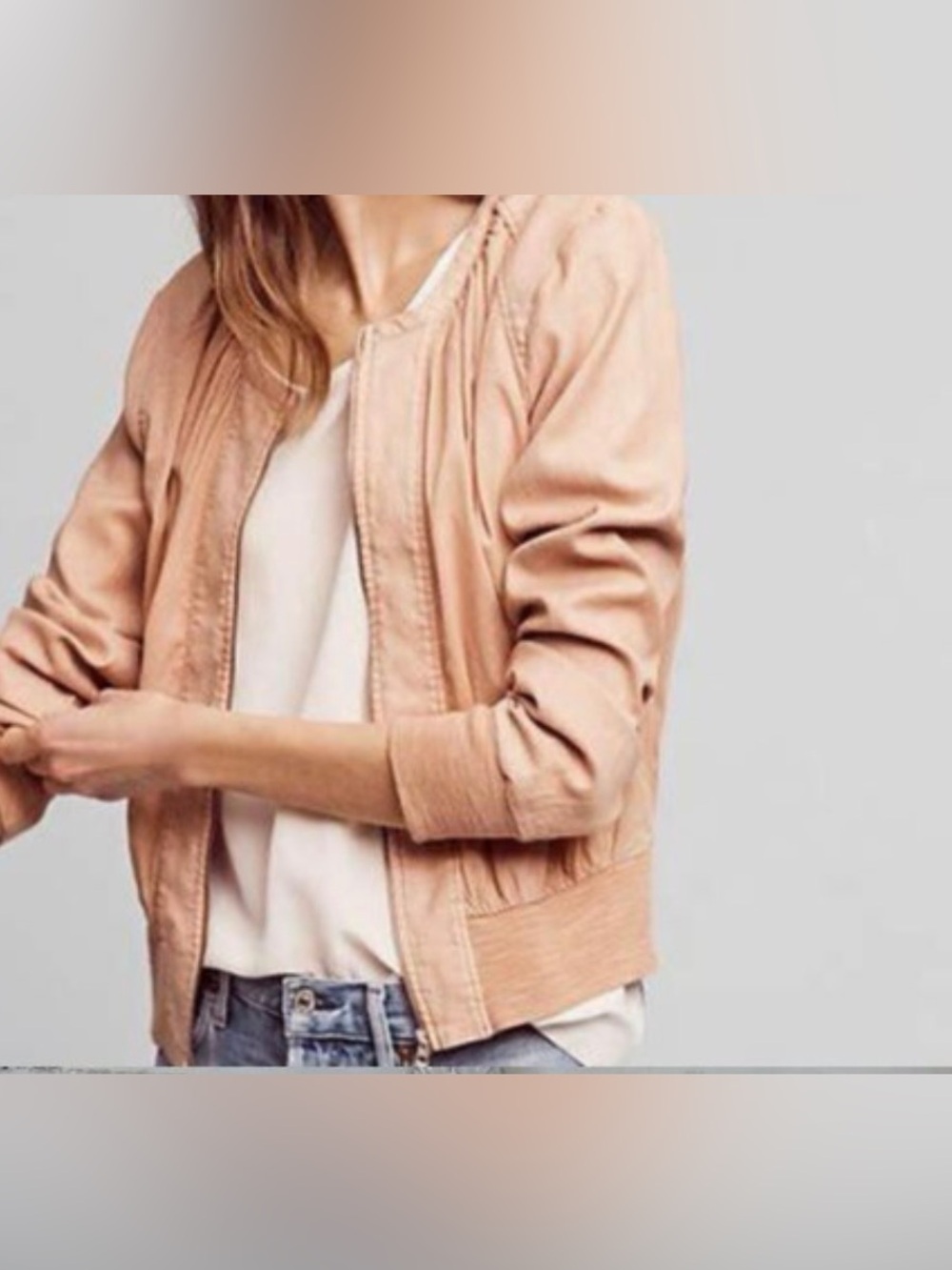 Anthropologie Hei Hei Bomber Jacket, Pink size S Cotton Linen